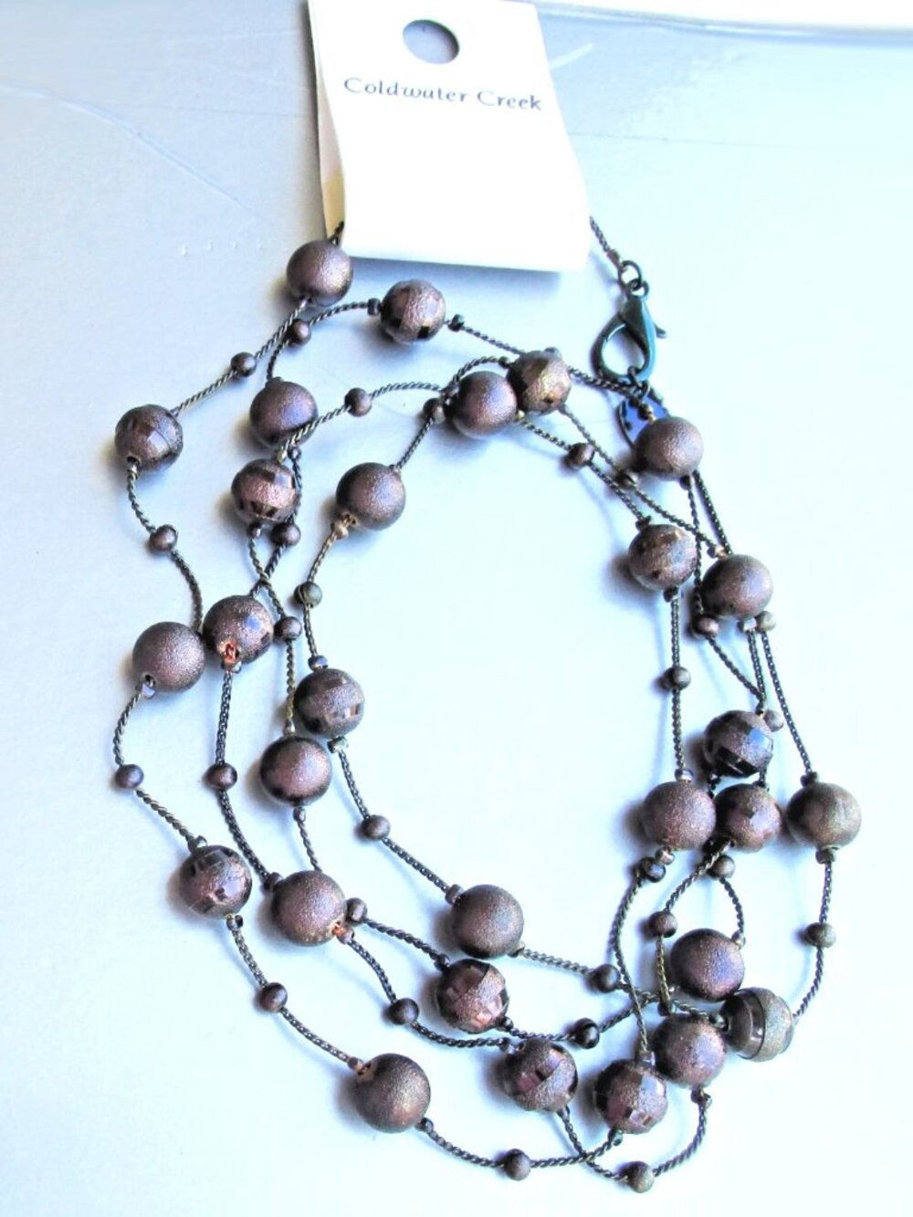 New With Tag Coldwater Creek MOONSPELL Glass Bead 50" Long Necklace